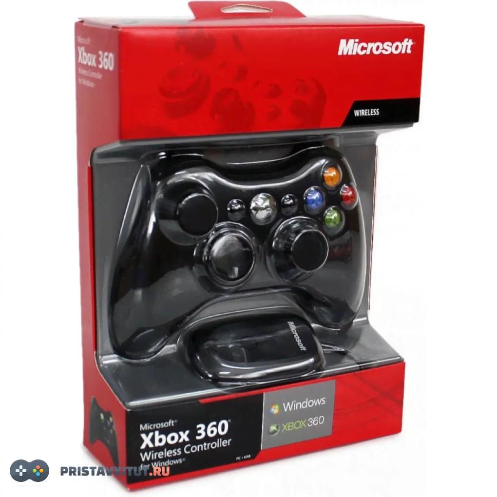 Беспроводной джойстик для Xbox 360 Черный + Рессивер для PC-0