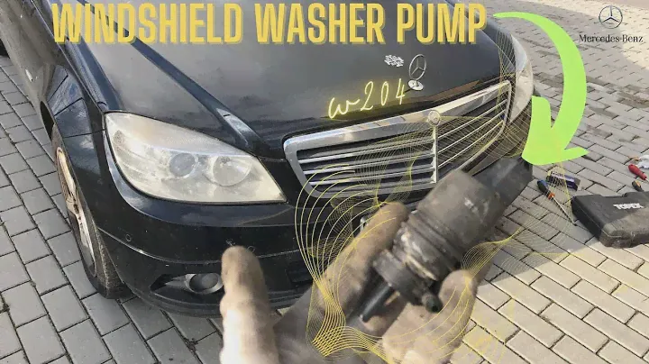 Mercedes C Class W204 Windshield washer pump replaced, Scheibenwaschpumpe ausgetauscht ,vindrutepump