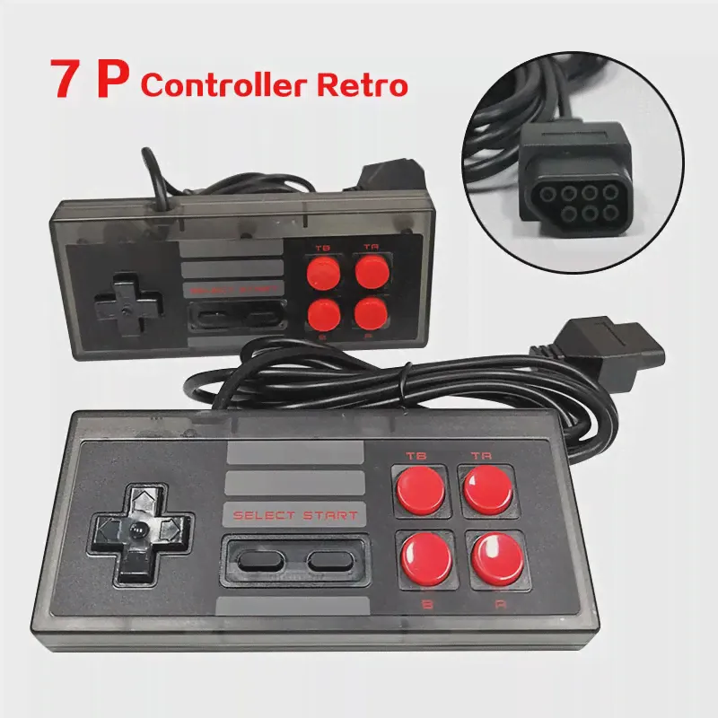7 PIN Джойстик для игровой консоли NES Прозрачная черная оболочка Состояние-0