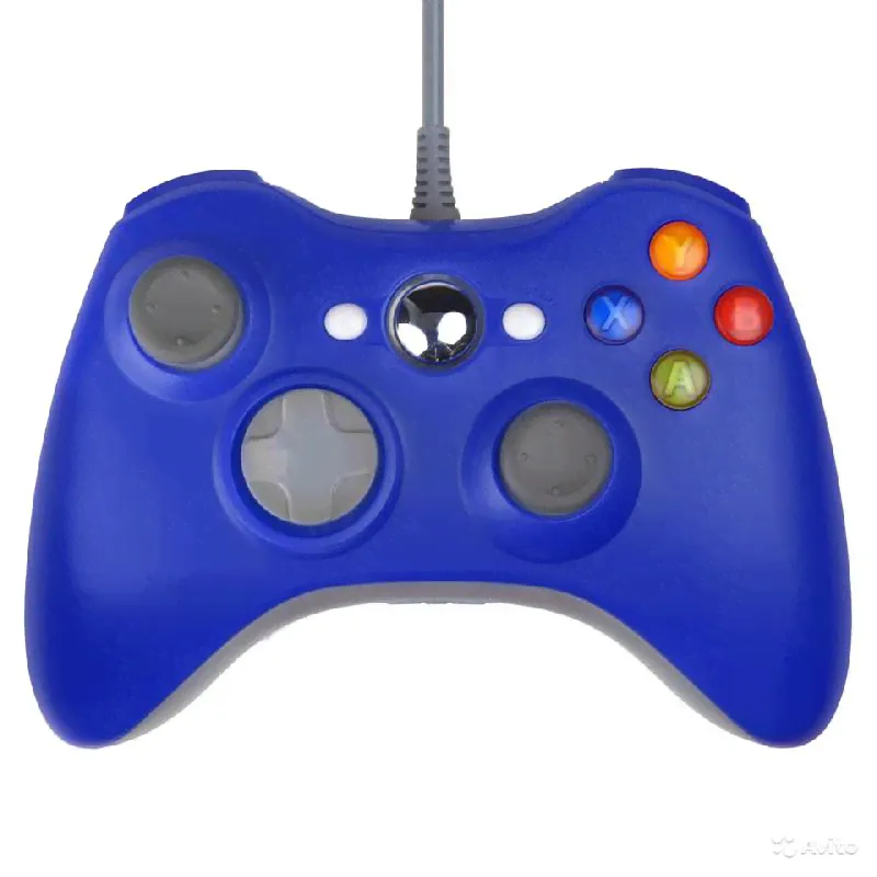 Джойстик Xbox 360 проводной (синий)-1